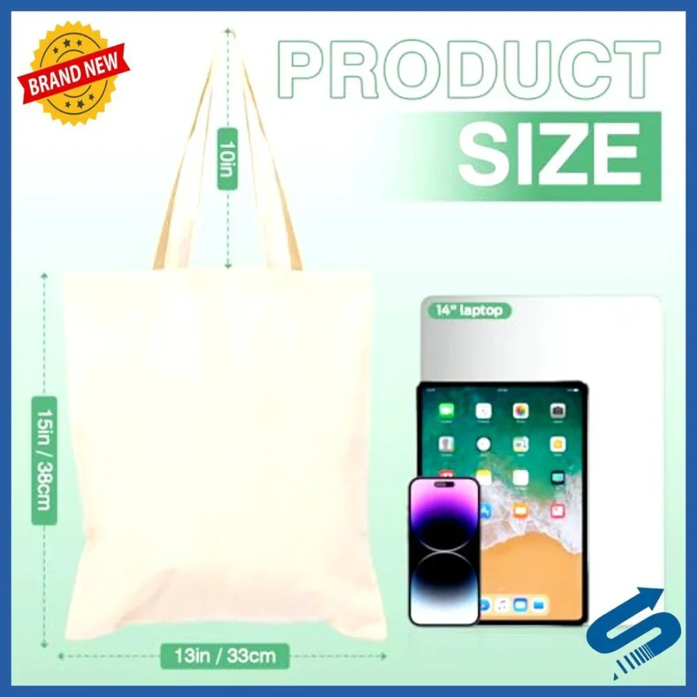 Canvas Tote Bag Eco-Friendly Machine Washable DIY Project Grocery Shopping